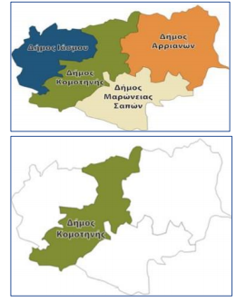 Χάρτης 1: Θέση Δήμου Κομοτηνής στη ΠΕ ΡΟΔΟΠΗΣ