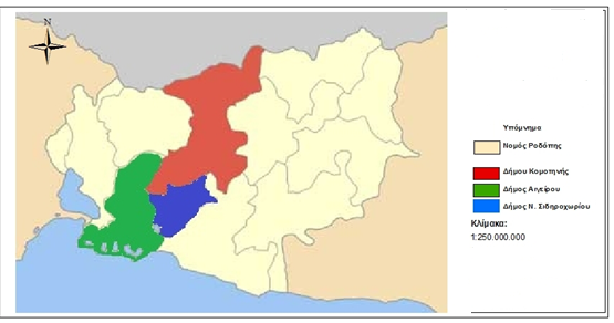 Χάρτης 2: Θέση Δημοτικών Ενοτήτων του Δήμου Κομοτηνής (Πηγή: Δήμος Κομοτηνής.2012)